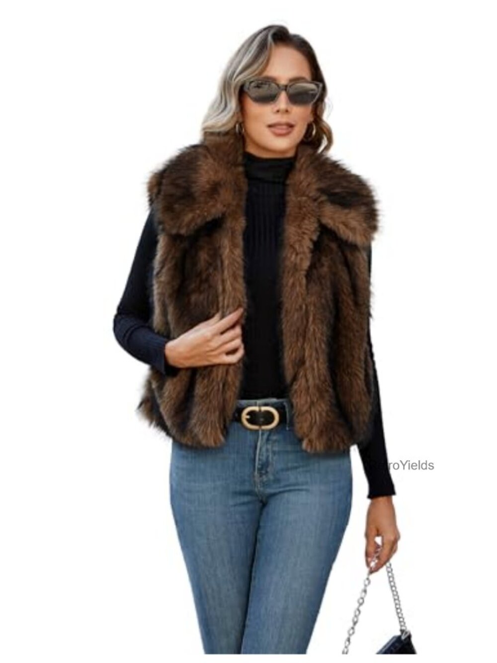 Faux Fur Vest Sleeveless Open Front Cardigan Top Cropped